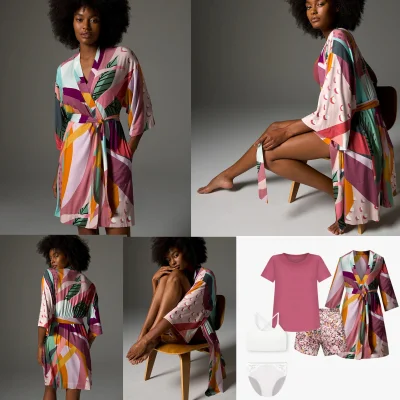 Il pigiama di seta degli indumenti da notte delle signore delle donne di vendita calda di nuovo design di alta qualità della fabbrica Cina OEM imposta gli indumenti da notte dell'abito corto del kimono